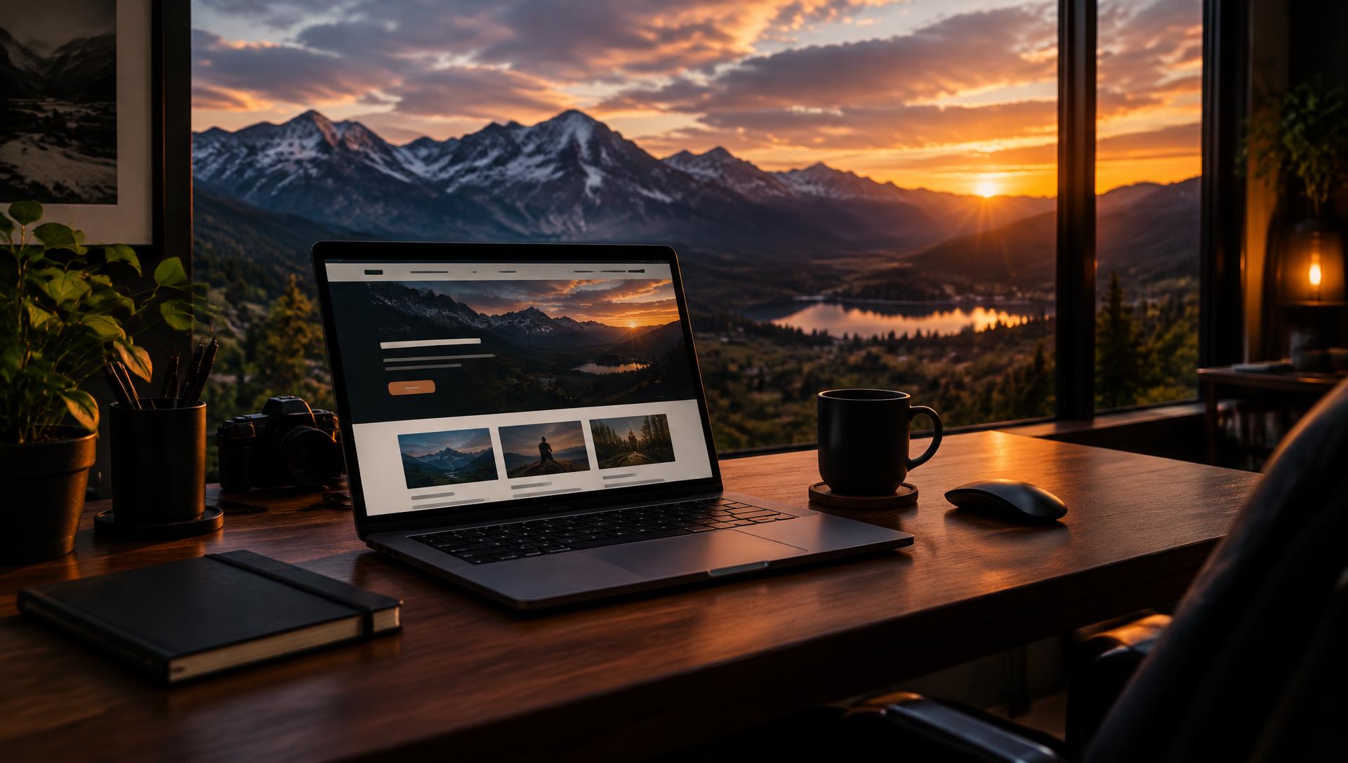 Colorado web design and website development desk with Rocky Mountain view — Colorado Web Impressions