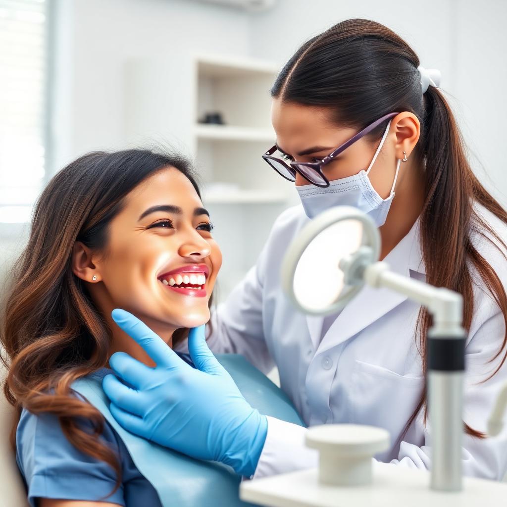 Colorado dentist examining a smiling patient in a modern operatory