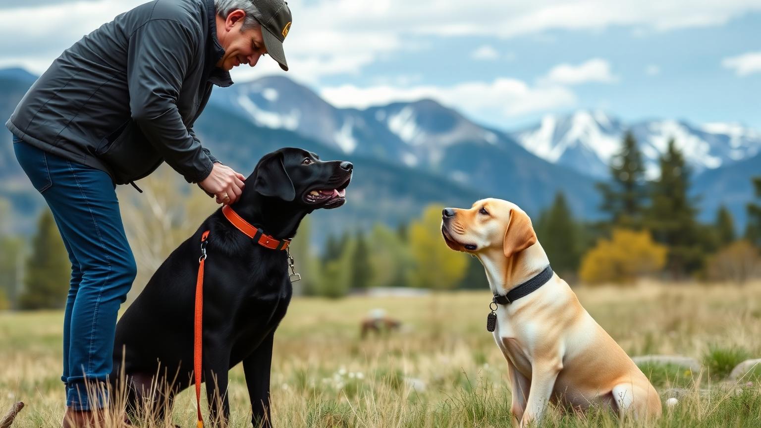 Dog trainer working with a Labrador in a Colorado mountain setting — Colorado Web Impressions