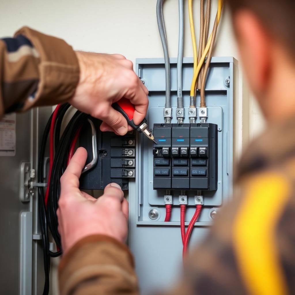 Colorado electrician installing a new breaker in a residential electrical panel