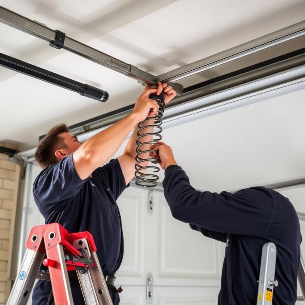 Colorado garage door technicians replacing a residential torsion spring