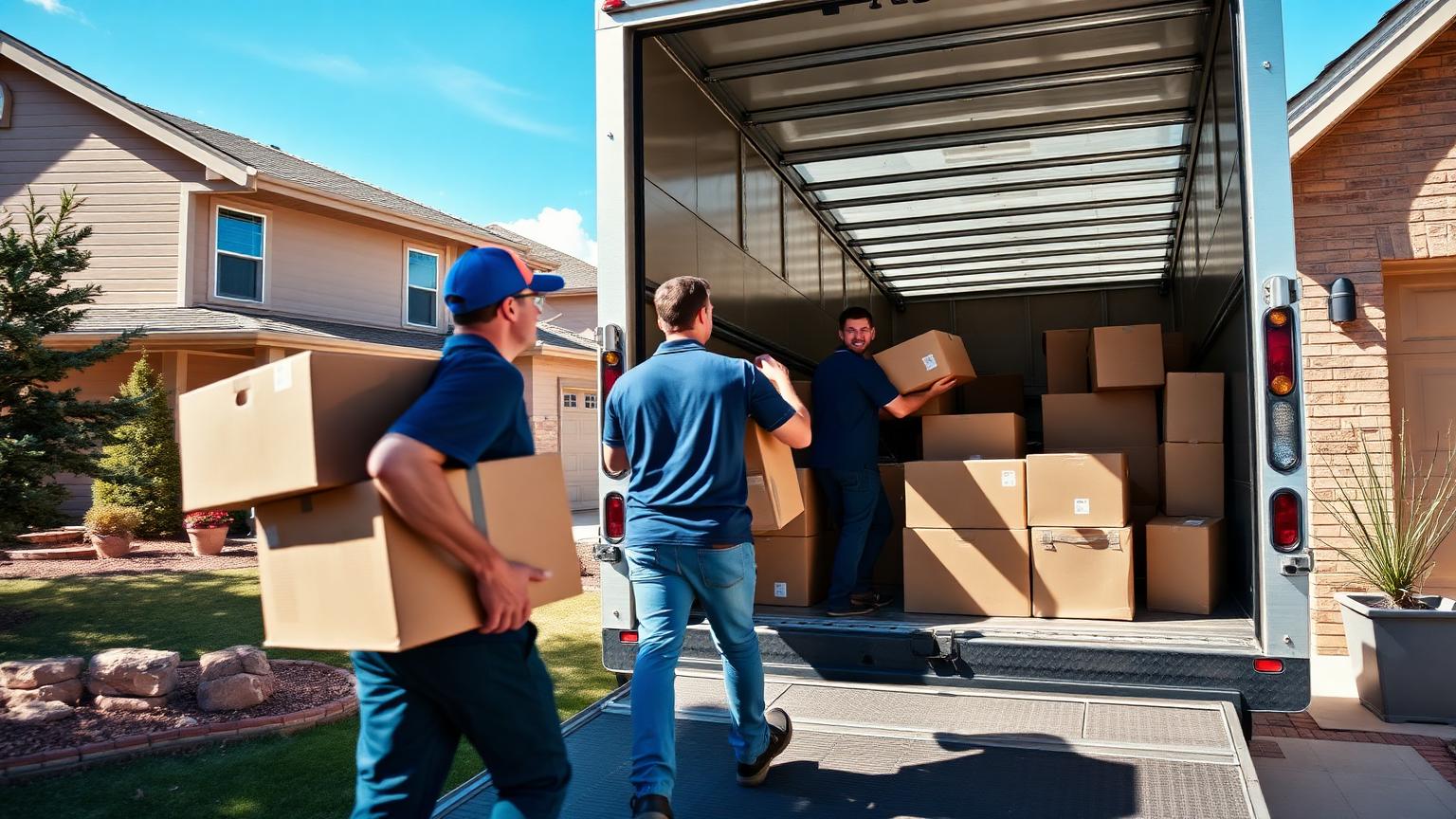 Professional movers loading a truck at a Colorado home — Colorado Web Impressions