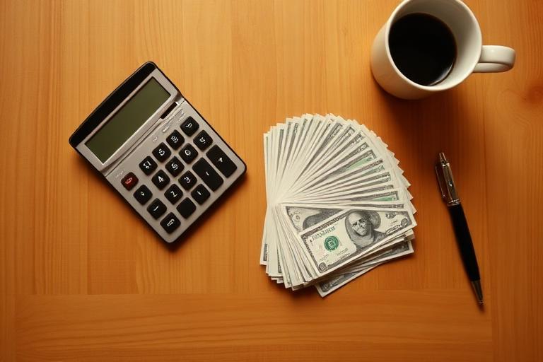 Calculator and money on a desk representing transparent pricing