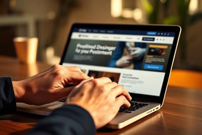 Designer building a website on a laptop