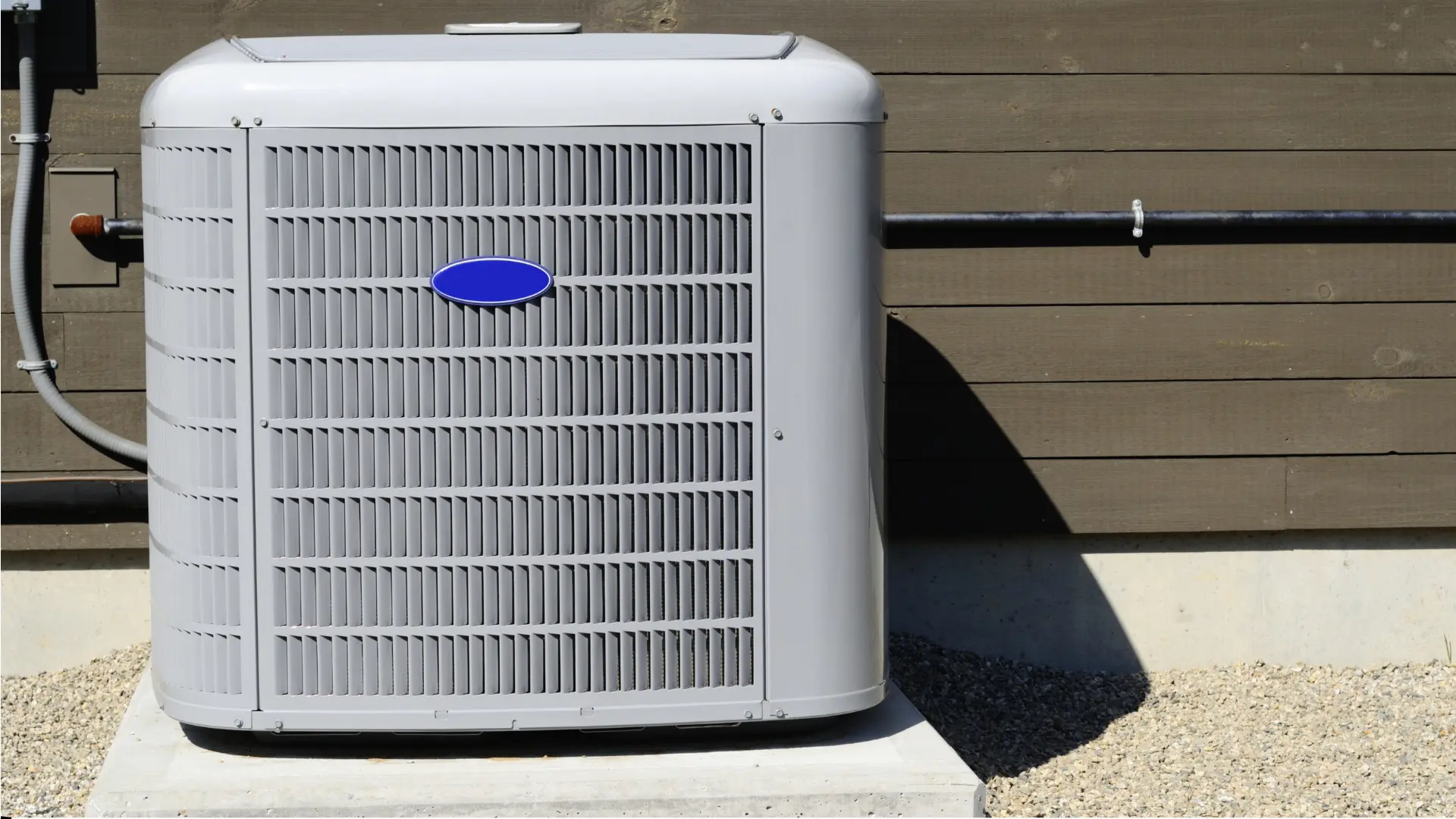 Outdoor air conditioning unit on concrete slab