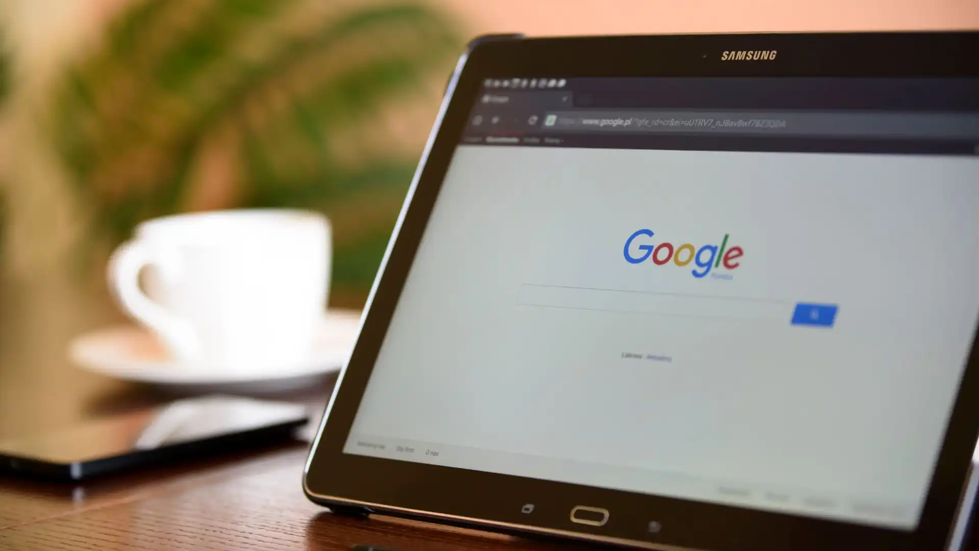 Tablet displaying Google search page